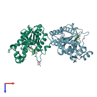 PDB entry 5ekx coloured by chain, top view.
