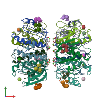 PDB entry 5elb coloured by chain, front view.