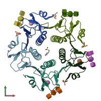 PDB entry 5eld coloured by chain, front view.
