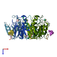 PDB entry 5eld coloured by chain, top view.