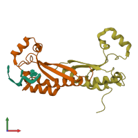 PDB entry 5elr coloured by chain, front view.