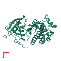 PDB entry 5em5 coloured by chain, top view.