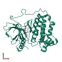 PDB entry 5em6 coloured by chain, front view.