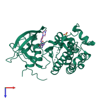 PDB entry 5em6 coloured by chain, top view.