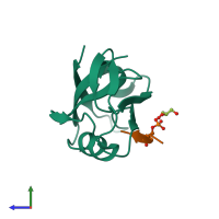 PDB entry 5ema coloured by chain, side view.