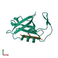 PDB entry 5emb coloured by chain, front view.