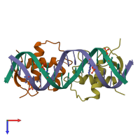 PDB entry 5emc coloured by chain, top view.