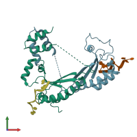 PDB entry 5emo coloured by chain, front view.