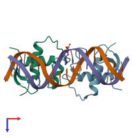 PDB entry 5emp coloured by chain, top view.