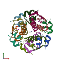PDB entry 5ems coloured by chain, front view.