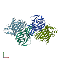 PDB entry 5emw coloured by chain, front view.