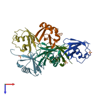 PDB entry 5emz coloured by chain, top view.