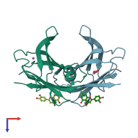 PDB entry 5en3 coloured by chain, top view.