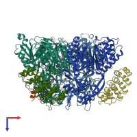 PDB entry 5en5 coloured by chain, top view.