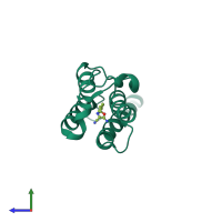 PDB entry 5ene coloured by chain, side view.