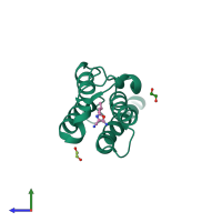 PDB entry 5enf coloured by chain, side view.