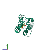 PDB entry 5enh coloured by chain, side view.