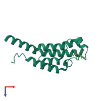 Monomeric assembly 1 of PDB entry 5enj coloured by chemically distinct molecules, top view.