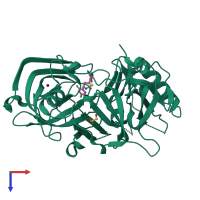 PDB entry 5enm coloured by chain, top view.