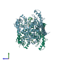 PDB entry 5enn coloured by chain, side view.