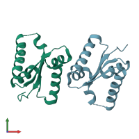 PDB entry 5eo3 coloured by chain, front view.