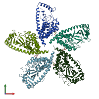 PDB entry 5eog coloured by chain, front view.
