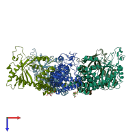 PDB entry 5eog coloured by chain, top view.