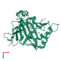 PDB entry 5eoi coloured by chain, top view.