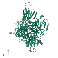 PDB entry 5eok coloured by chain, side view.