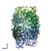 PDB entry 5eom coloured by chain, side view.