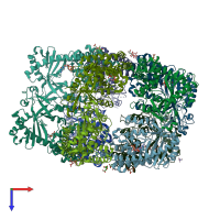 PDB entry 5eom coloured by chain, top view.