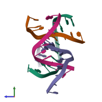 PDB 5eos coloured by chain and viewed from the side.