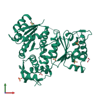 PDB entry 5ep0 coloured by chain, front view.