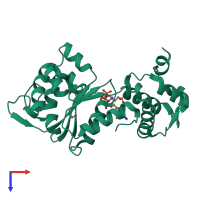 PDB entry 5ep4 coloured by chain, top view.