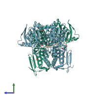 PDB entry 5epc coloured by chain, side view.