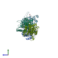 PDB entry 5eph coloured by chain, side view.