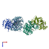 PDB entry 5eph coloured by chain, top view.