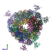 PDB entry 5epi coloured by chain, side view.