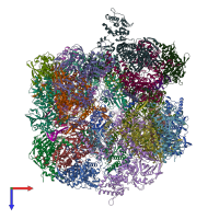 PDB entry 5epi coloured by chain, top view.