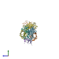PDB entry 5epm coloured by chain, side view.