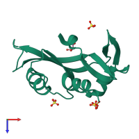 PDB entry 5epz coloured by chain, top view.