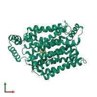 PDB entry 5eqg coloured by chain, front view.