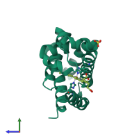 PDB entry 5eqm coloured by chain, side view.