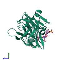 PDB entry 5eqq coloured by chain, side view.
