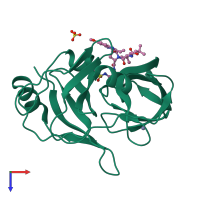 PDB entry 5eqq coloured by chain, top view.