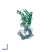 PDB entry 5er7 coloured by chain, side view.