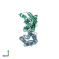 PDB entry 5era coloured by chain, side view.