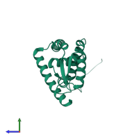 PDB entry 5eri coloured by chain, side view.