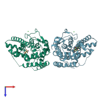 PDB entry 5erm coloured by chain, top view.