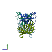 PDB entry 5esc coloured by chain, side view.